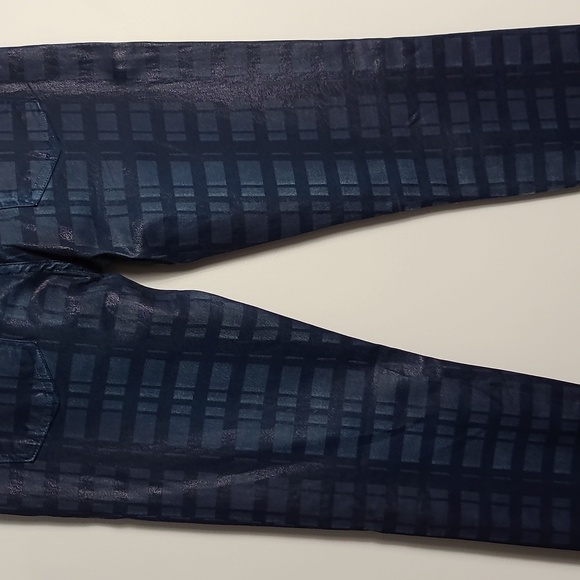 7 FOR ALL MANKIND The Skinny Wax Coated Blue Jeans With Plaid Pattern Size 29 - Picture 14 of 16